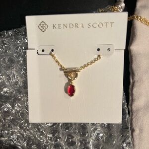 Kendra Scott Gold Necklace with Ruby Red Accent